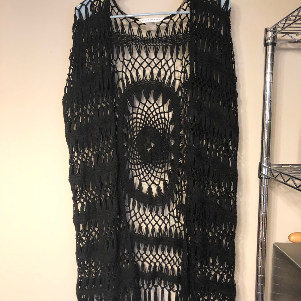 Black Boho Netted Shaw
